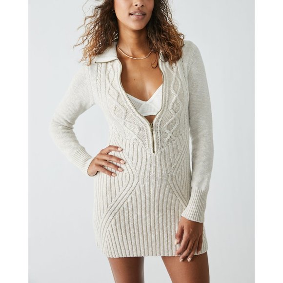 🌺 FREE PEOPLE Mont Blanc Mini Dress / Tan - Picture 2 of 8